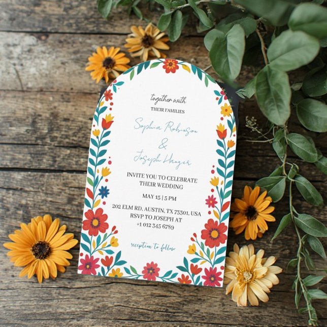 Mexican Talavera Floral Arch Wedding Invitation (Creator Uploaded)