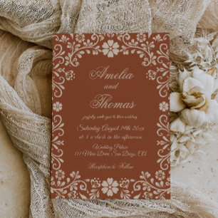 Mexican Talavera Floral Wedding Invitation