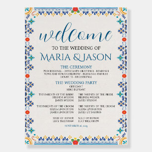 Mexican Talavera Majolica Colorful Wedding Program Foam Board