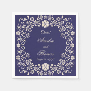 Mexican Talavera Navy Blue Wedding  Napkins
