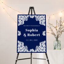 Mexican Talavera Navy Blue Wedding Welcome Sign