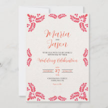 Mexican Talavera Orange Floral Minimalist Wedding