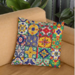 Mexican Talavera Pottery Tile Fiesta Throw Pillow<br><div class="desc">This design may be personalized by choosing the Edit Design option. You may also transfer onto other items. Contact me at colorflowcreations@gmail.com or use the chat option at the top of the page if you wish to have this design on another product or need assistance with this design. See more...</div>