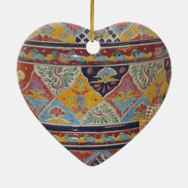 Mexican Talavera style pottery Ceramic Ornament (Back)