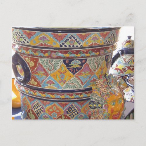 Mexican Talavera style pottery Postcard