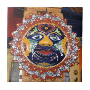 Mexican Talavera style sun Ceramic Tile