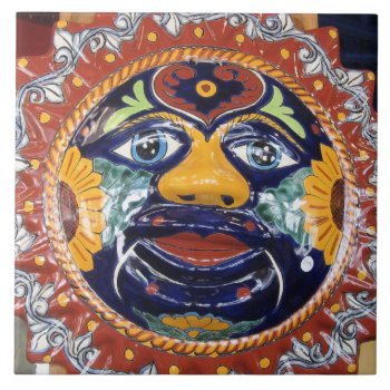 Mexican Talavera Style Sun Tile by beautyofmexico at Zazzle
