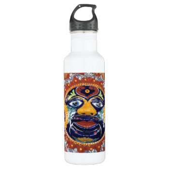 Mexican Talavera Style Sun Water Bottle by beautyofmexico at Zazzle