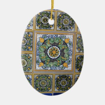 Mexican Talavera Style Tiles Ceramic Ornament by beautyofmexico at Zazzle