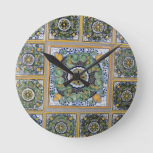 Mexican Talavera style tiles Round Clock