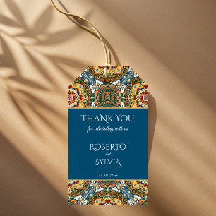 Mexican Talavera teal elegant wedding favor Gift Tags