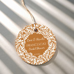 Mexican talavera terracotta bridal shower favor favor tags<br><div class="desc">Mexican talavera terracotta bridal shower monogrammed customized thank you favor gift tags template,  brown and white talavera style bridal shower personalized favor tags papel picado bridal shower printed favor tags mustard talavera bridal shower personalized favor gift tags vintage talavera thank you favor tags Mexican bridal shower favors</div>