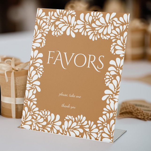 Mexican talavera terracotta bridal shower favors pedestal sign (Mexican talavera terracotta bridal shower favor table personalized pedestal sign custom table signs)