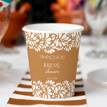 Mexican talavera terracotta bridal shower monogram paper cups<br><div class="desc">Mexican talavera terracotta bridal shower monogrammed customized paper cups template,  brown and white talavera style bridal shower personalized paper cups,  papel picado bridal shower printed paper cups mustard talavera bridal shower personalized table decor vintage talavera personalized tableware table decor</div>