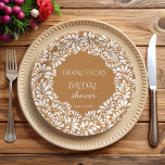 Mexican talavera terracotta bridal shower monogram paper plates<br><div class="desc">Mexican talavera terracotta bridal shower monogrammed customized napkins template,  brown and white talavera style bridal shower personalized napkins,  papel picado bridal shower printed napkins mustard talavera bridal shower personalized table decor vintage talavera personalized tableware table decor</div>