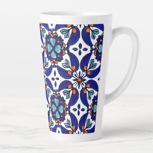 Mexican Talavera Terracotta Tile Design No 1 Latte Mug