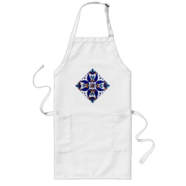 Mexican Talavera Terracotta Tile Design No. 1 Long Apron (Front)