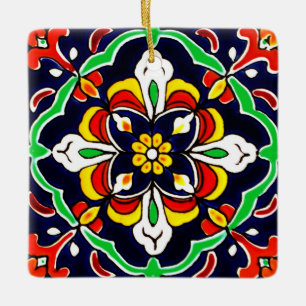 Mexican Talavera Terracotta Tile Design No. 2 Ceramic Ornament
