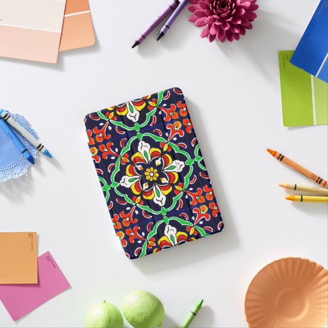 Mexican Talavera Terracotta Tile Design No. 2 iPad Mini Cover (In Situ)