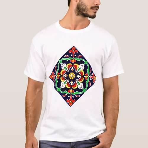 Mexican Talavera Terracotta Tile Design No 2 T_Shirt