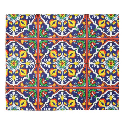 Mexican Talavera Terracotta Tile Design No 3 Duvet Cover