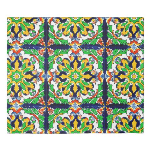 Mexican Talavera Terracotta Tile Design No 4 Duvet Cover