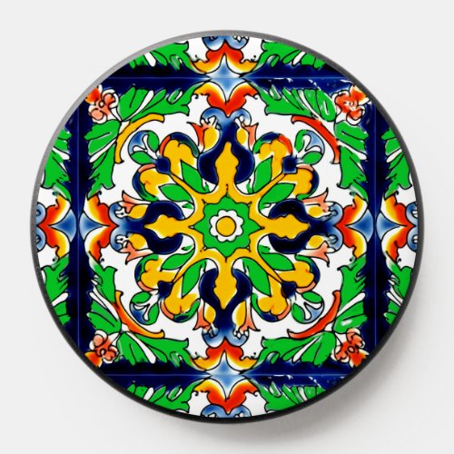 Mexican Talavera Terracotta Tile Design No 4 PopSocket
