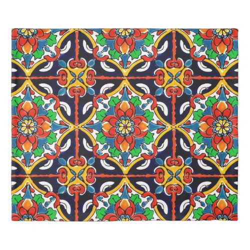 Mexican Talavera Terracotta Tile Design No 5 Duvet Cover