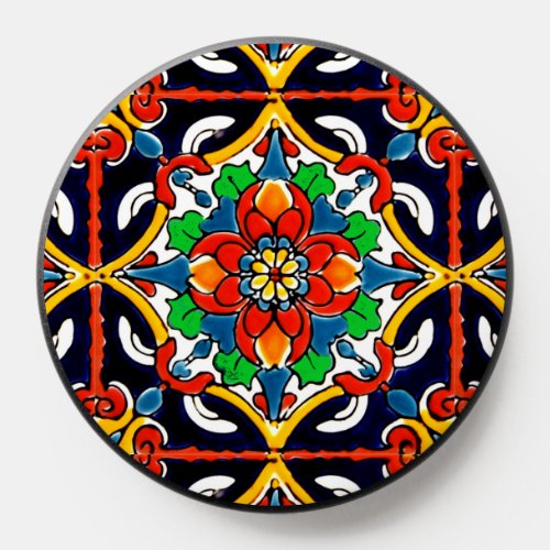 Mexican Talavera Terracotta Tile Design No 5 PopSocket