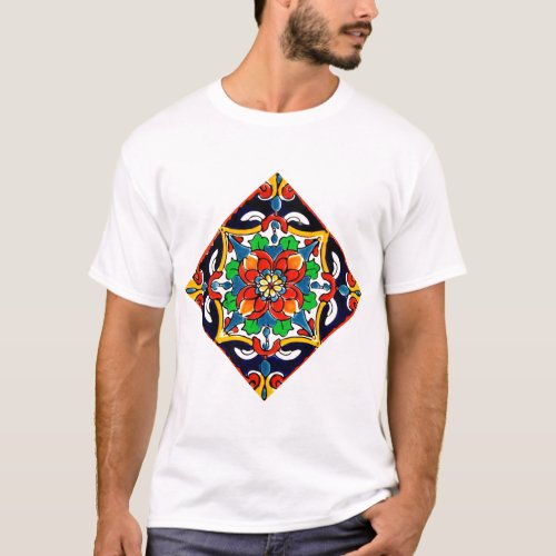 Mexican Talavera Terracotta Tile Design No 5 T_Shirt