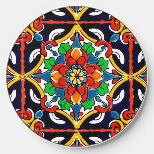 Mexican Talavera Terracotta Tile Design No 5 Wireless Charger