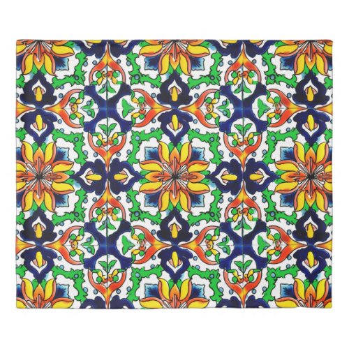 Mexican Talavera Terracotta Tile Design No 6 Duvet Cover