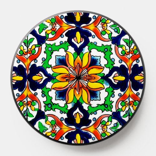 Mexican Talavera Terracotta Tile Design No 6 PopSocket