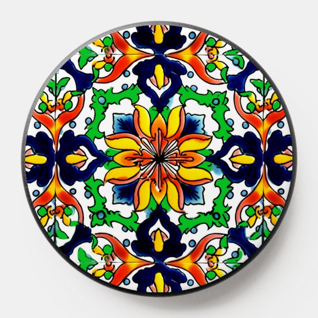 Mexican Talavera Terracotta Tile Design No. 6 PopSocket (Popsocket)