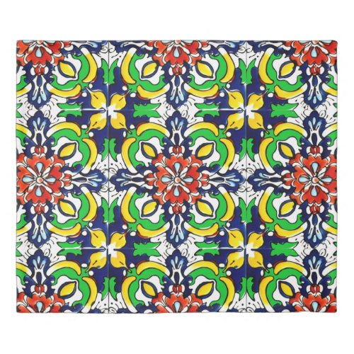 Mexican Talavera Terracotta Tile Design No 7 Duvet Cover