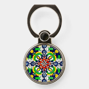 Mexican Talavera Terracotta Tile Design No. 7 Phone Ring Stand