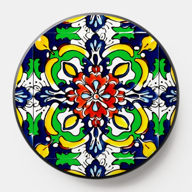 Mexican Talavera Terracotta Tile Design No. 7 PopSocket (Popsocket)