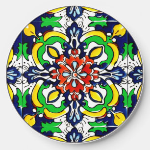 Mexican Talavera Terracotta Tile Design No. 7 Wireless Charger