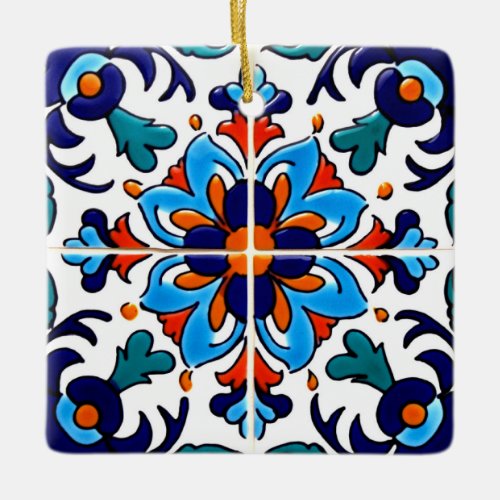 Mexican Talavera Terracotta Tile Design No 9 Ceramic Ornament