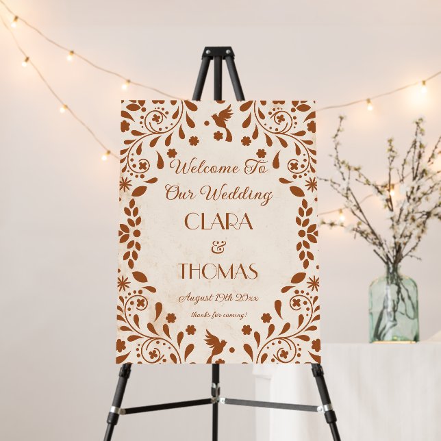 Mexican Talavera Terracotta Wedding Welcome Sign (In Situ (Stand))