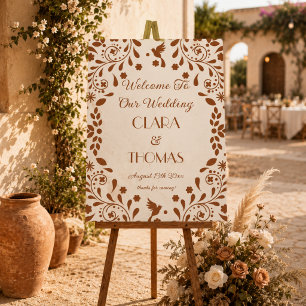 Mexican Talavera Terracotta Wedding Welcome Sign
