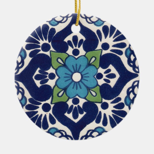Mexican Talavera Tile Ceramic Ornament (Front)
