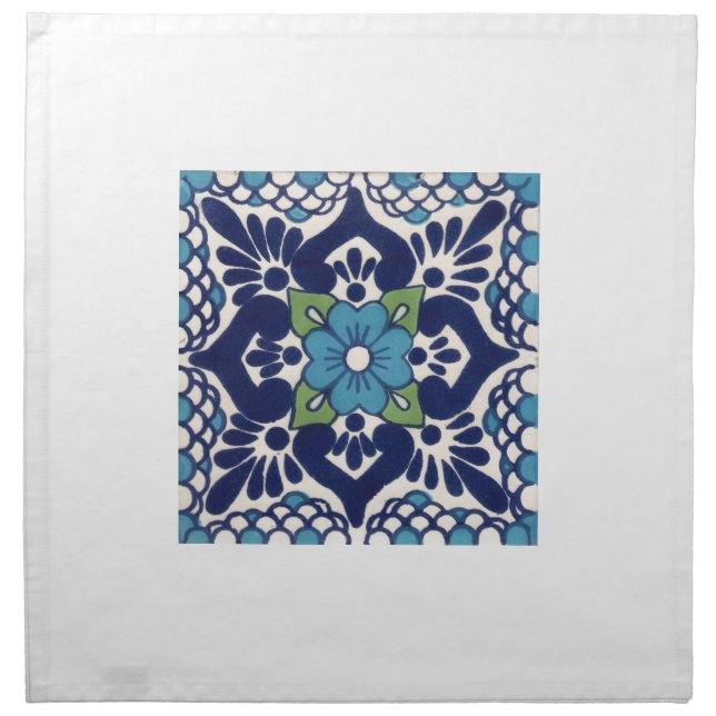 Mexican Talavera Tile Cloth Napkin (Front)