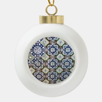 Mexican Talavera Tile Design Ceramic Ball Christmas Ornament by beautyofmexico at Zazzle