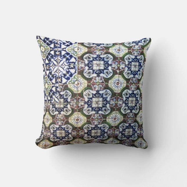 Mexican Talavera tile design Throw Pillow (Front)