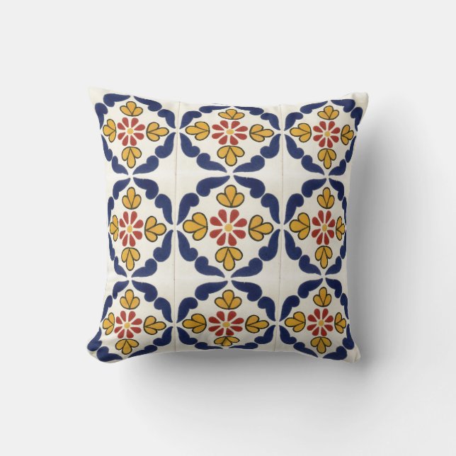Mexican Talavera Tile double-sided throw pillows (Front)