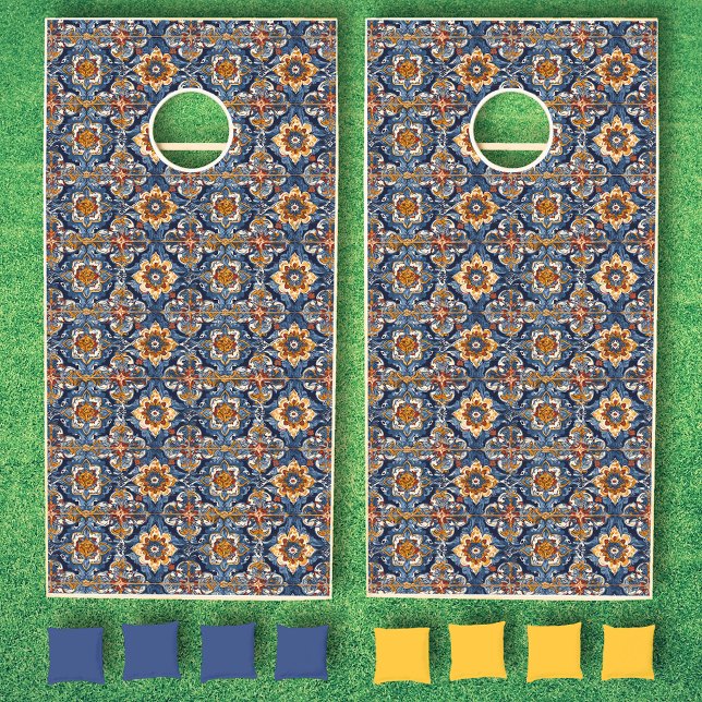 Mexican Talavera Tile Look Fiesta Mexico Cornhole Set (Creator Uploaded)