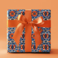 Mexican Talavera Tile Pottery Orange Blue