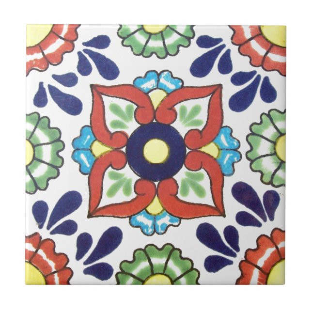 Mexican Talavera tile (red, green, yellow, blue) (Front)