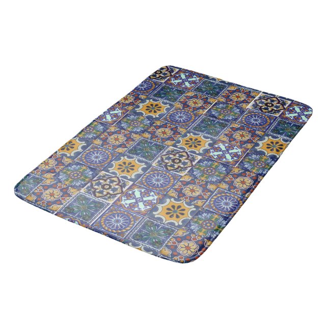 Mexican Talavera Tiles Bathroom Mat (Angled)